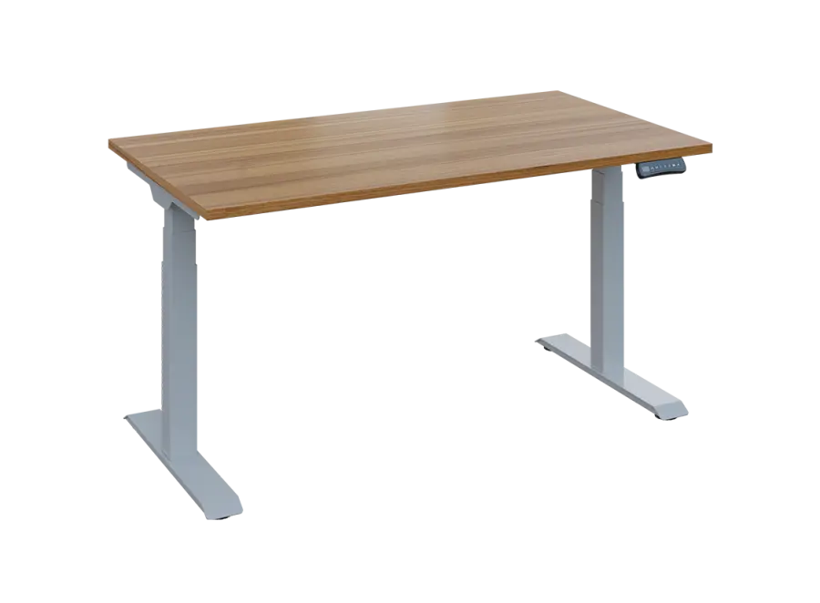 Fleximax 28-14 výškově nastavitelný stůl, kovová podnož stříbrná, deska 25 mm, široký 1400 mm, ořech světlý